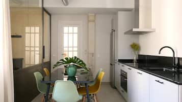 Fridge, oven, dishwasher, coffee/tea maker