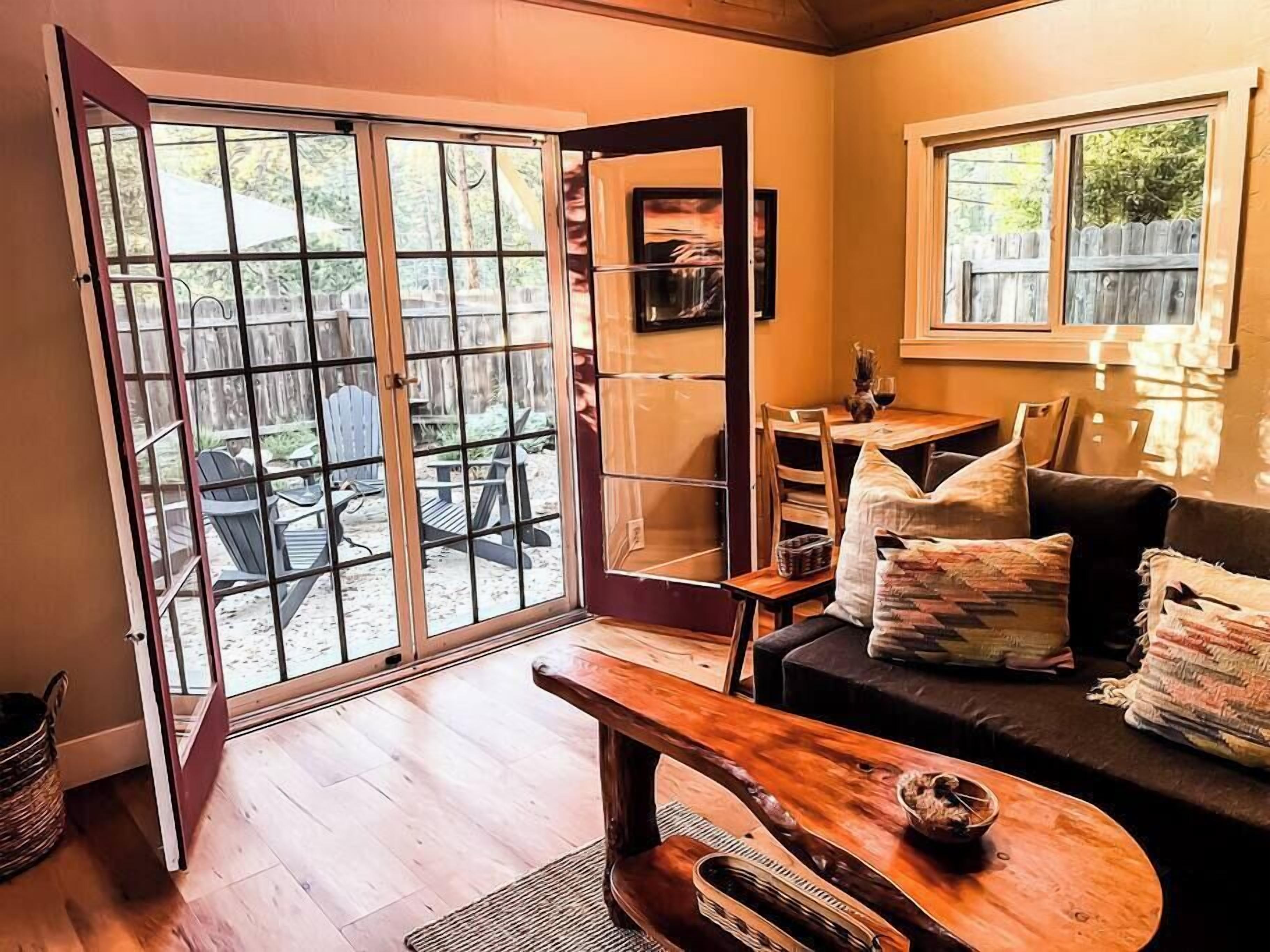 TV, fireplace, books