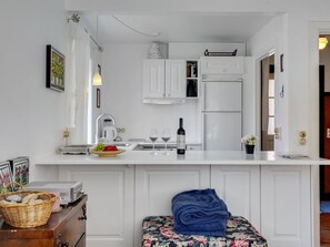Fridge, oven, dishwasher, high chair