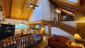 Smart TV, fireplace, video games, DVD player