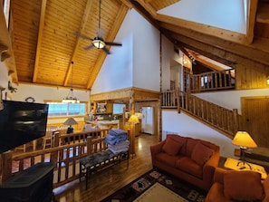 Smart TV, fireplace, video games, DVD player