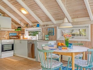 Fridge, oven, dishwasher, high chair