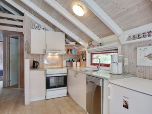 Fridge, oven, dishwasher, high chair