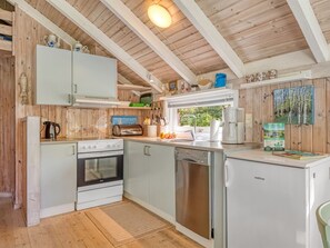 Fridge, oven, dishwasher, high chair