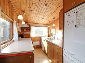 Fridge, microwave, oven, high chair