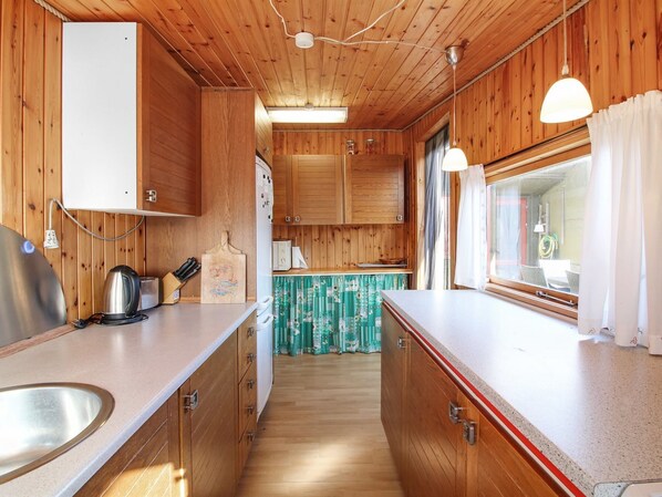 Fridge, microwave, oven, high chair