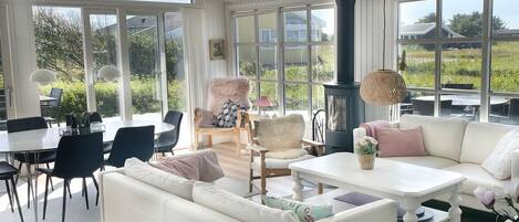 Télévision, cheminée, lecteur de DVD