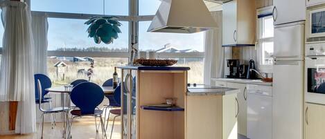 Fridge, oven, dishwasher, highchair