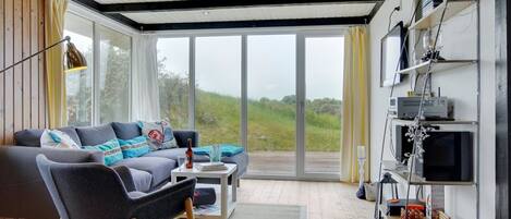 TV, fireplace, DVD player, foosball