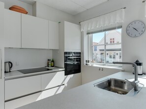 Fridge, oven, dishwasher, high chair