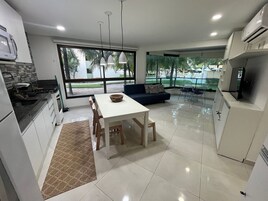 Apartment | Private kitchen | Fridge, microwave, blender, cookware/dishes/utensils