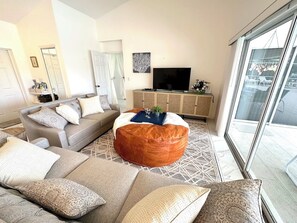 TV, DVD player, music library, video library