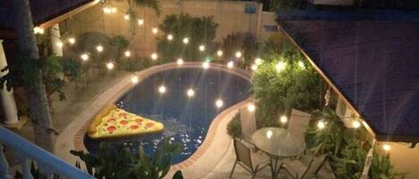 Outdoor pool, pool loungers