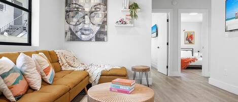 Deluxe Apartment | Living area | 50-inch Smart TV with digital channels, Netflix, Hulu