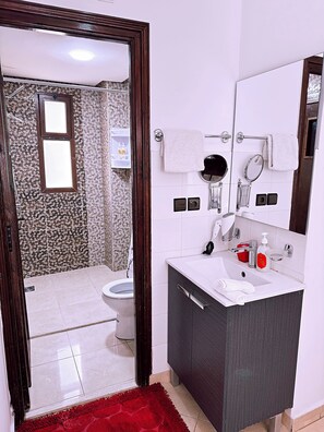 Deluxe Apartment | Bathroom | Shower, rainfall showerhead, free toiletries, towels