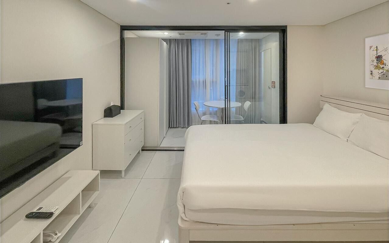 Premium bedding, individually furnished, blackout curtains