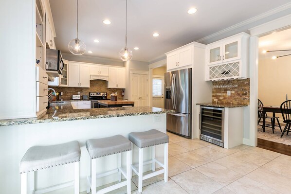 Fridge, microwave, dishwasher, coffee/tea maker