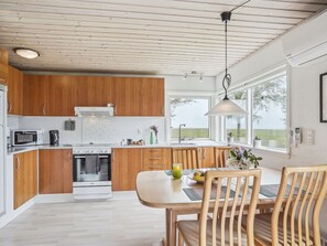 Fridge, microwave, cookware/dishes/utensils