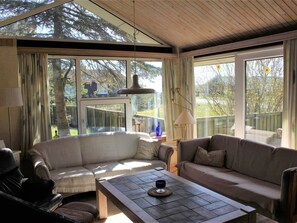 Televisión y chimenea 