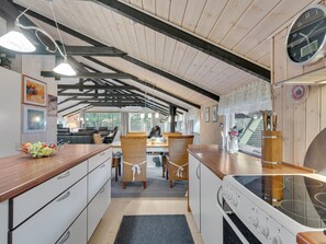 Fridge, dishwasher, cookware/dishes/utensils