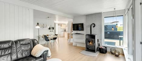 Televisión y chimenea