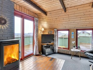 Televisión y chimenea 