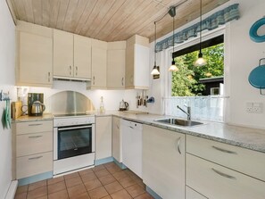 Fridge, oven, dishwasher, high chair