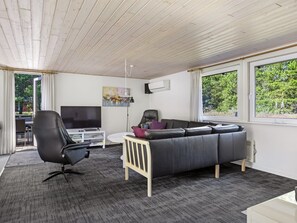 Télévision, cheminée, lecteur de DVD