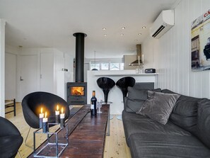 Televisión y chimenea