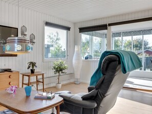 Televisión y chimenea