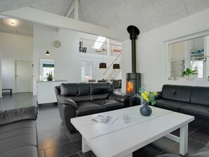 TV, fireplace, foosball