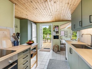 Fridge, oven, dishwasher, high chair