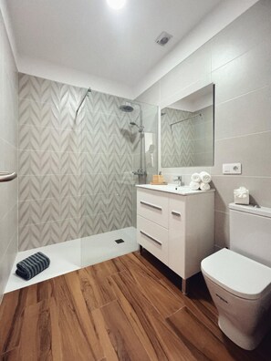 Dusche, Haartrockner, Handtücher