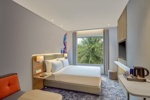 In-room safe, laptop workspace, blackout curtains, soundproofing