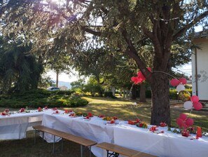 Outdoor banquet area