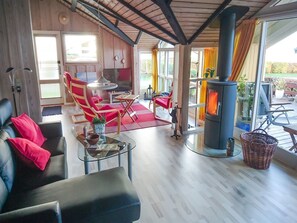 Televisión, chimenea y reproductor de DVD 