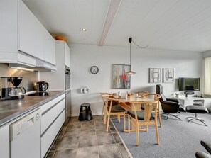 Fridge, oven, dishwasher, high chair