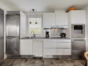 Fridge, oven, dishwasher, high chair