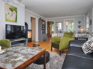 TV, fireplace, DVD player, foosball
