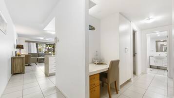 Family Apartment, 3 Bedrooms, Pool Access, Pool View | 1 bedroom, iron/ironing board, bed sheets