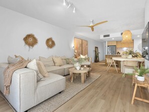 Deluxe Apartment, 3 Bedrooms, Lagoon View, Poolside | Living area - Drift North Holiday Apartments (Casuarina)