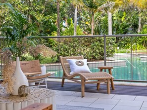 Deluxe Apartment, 3 Bedrooms, Lagoon View, Poolside | Terrace/patio - Drift North Holiday Apartments (Casuarina)