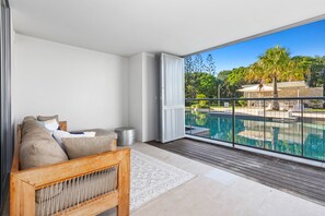 Family Apartment, 3 Bedrooms, Pool Access, Lagoon View | Terrace/patio - Drift South Holiday Apartments (Casuarina)