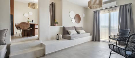 Apartment, 2 Schlafzimmer, Meerblick | Wohnbereich