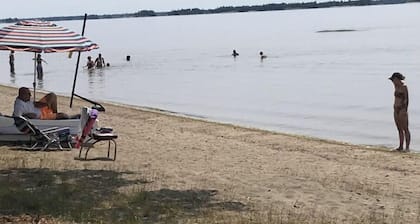 Northern 825' of private beach with Beach Beds on Lake Nipissing