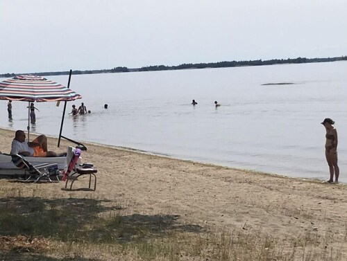 Northern 825' of private beach with Beach Beds on Lake Nipissing
