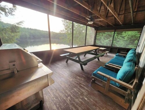 Beautiful house on the lake with a boat launch.