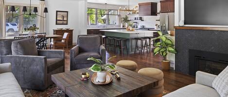 Smart TV, chimenea y impresora