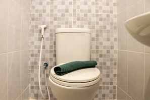 Studio | Bathroom | Shower, towels - Comfy And Tidy Studio At Tokyo Riverside Apartment Pik 2 (Teluknaga)