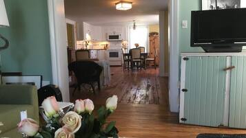 Télévision, cheminée, lecteur de DVD